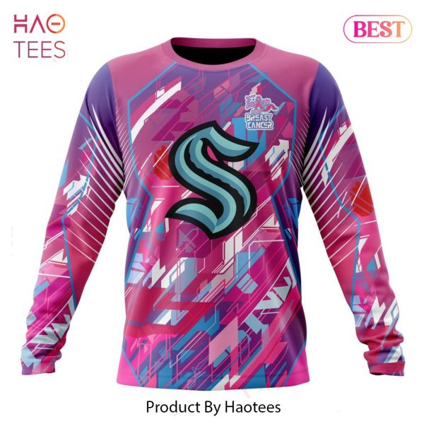 BEST NHL Seattle Kraken Specialized Design I Pink I Can! Fearless Again Breast Cancer 3D Hoodie