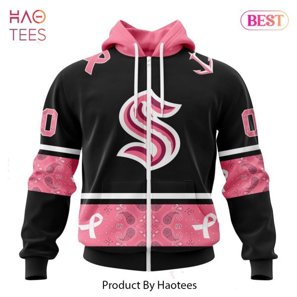 BEST NHL Seattle Kraken Specialized Design In Classic Style With Paisley! IN OCTOBER WE WEAR PINK BREAST CANCER 3D Hoodie