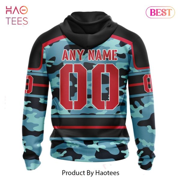 BEST NHL Seattle Kraken Specialized Design Wih Camo Team Color And Military Force Logo 3D Hoodie