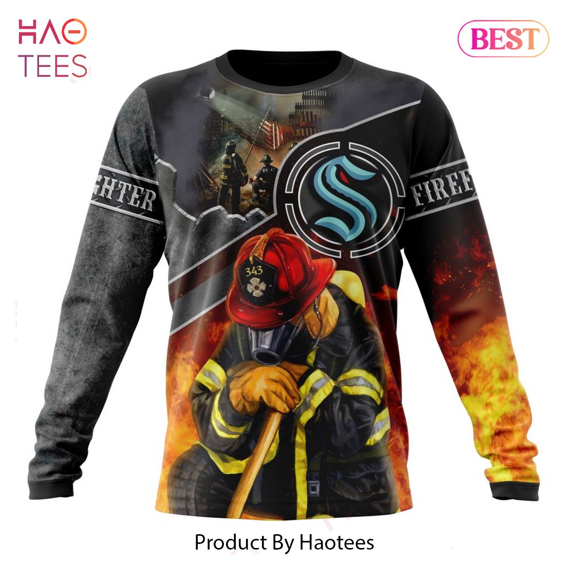 BEST NHL Seattle Kraken Specialized Unisex Kits With FireFighter Uniforms  Color 3D Hoodie