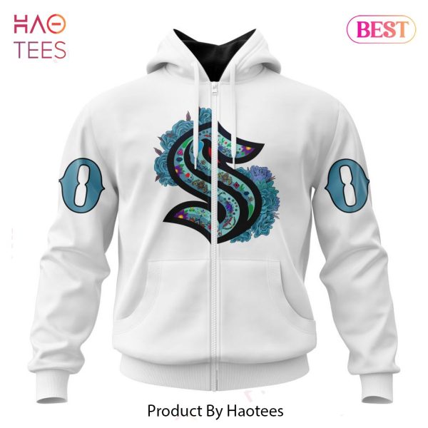 BEST NHL Seattle Kraken Specialized Unisex Kits Dia De Muertos 3D Hoodie