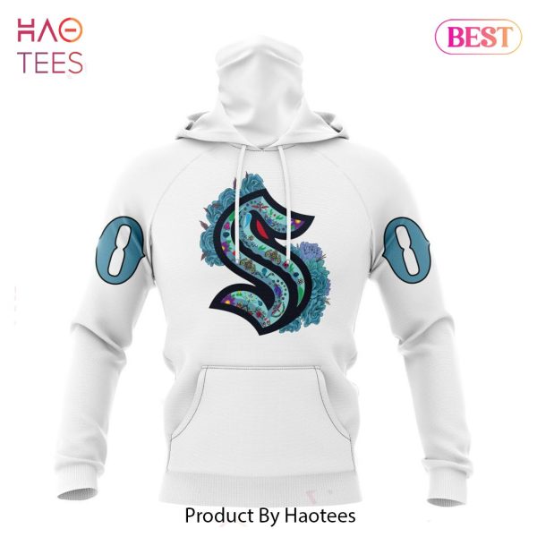 BEST NHL Seattle Kraken Specialized Unisex Kits Dia De Muertos 3D Hoodie