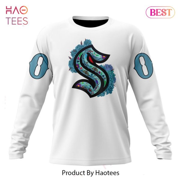 BEST NHL Seattle Kraken Specialized Unisex Kits Dia De Muertos 3D Hoodie