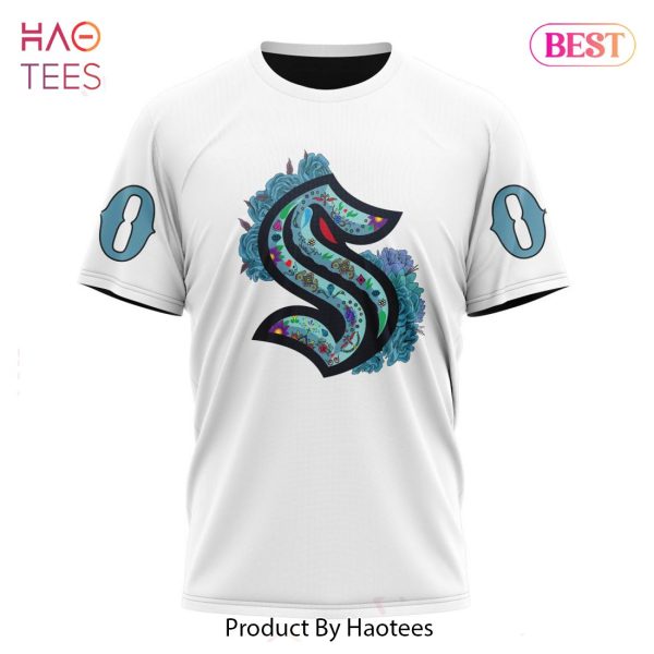 BEST NHL Seattle Kraken Specialized Unisex Kits Dia De Muertos 3D Hoodie
