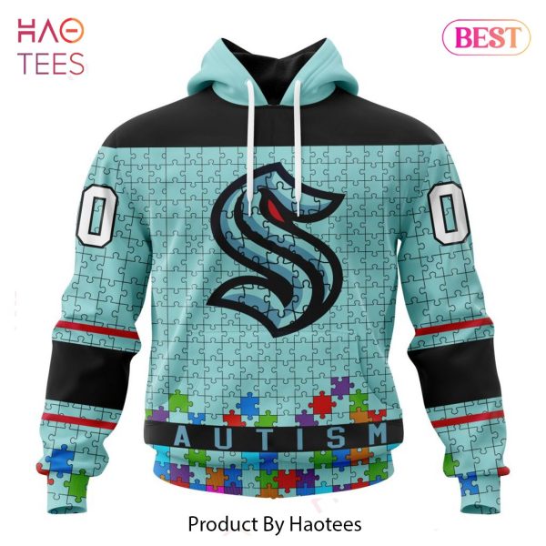 BEST NHL Seattle Kraken Specialized Unisex Kits Hockey Fights Against Autism 3D Hoodie