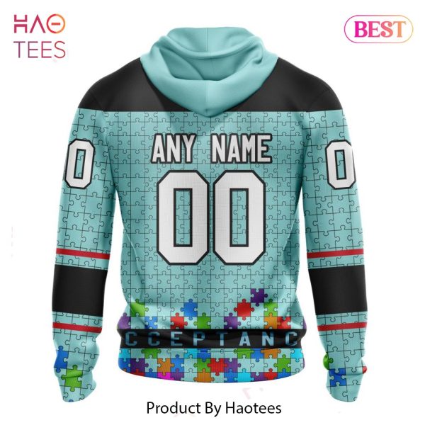 BEST NHL Seattle Kraken Specialized Unisex Kits Hockey Fights Against Autism 3D Hoodie