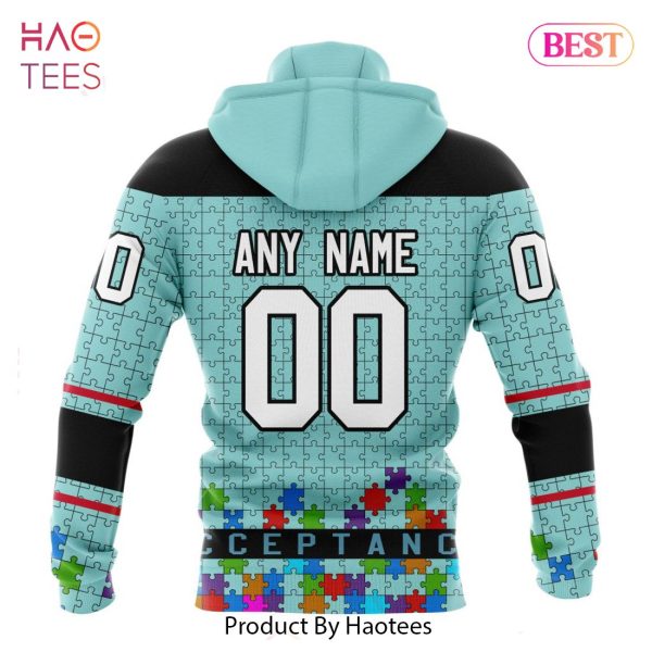 BEST NHL Seattle Kraken Specialized Unisex Kits Hockey Fights Against Autism 3D Hoodie
