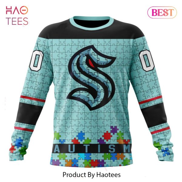 BEST NHL Seattle Kraken Specialized Unisex Kits Hockey Fights Against Autism 3D Hoodie