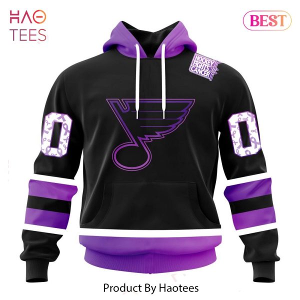 BEST NHL St. Louis Blues Special Black Hockey Fights Cancer Kits 3D Hoodie