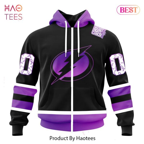 BEST NHL Tampa Bay Lightning Special Black Hockey Fights Cancer Kits 3D Hoodie