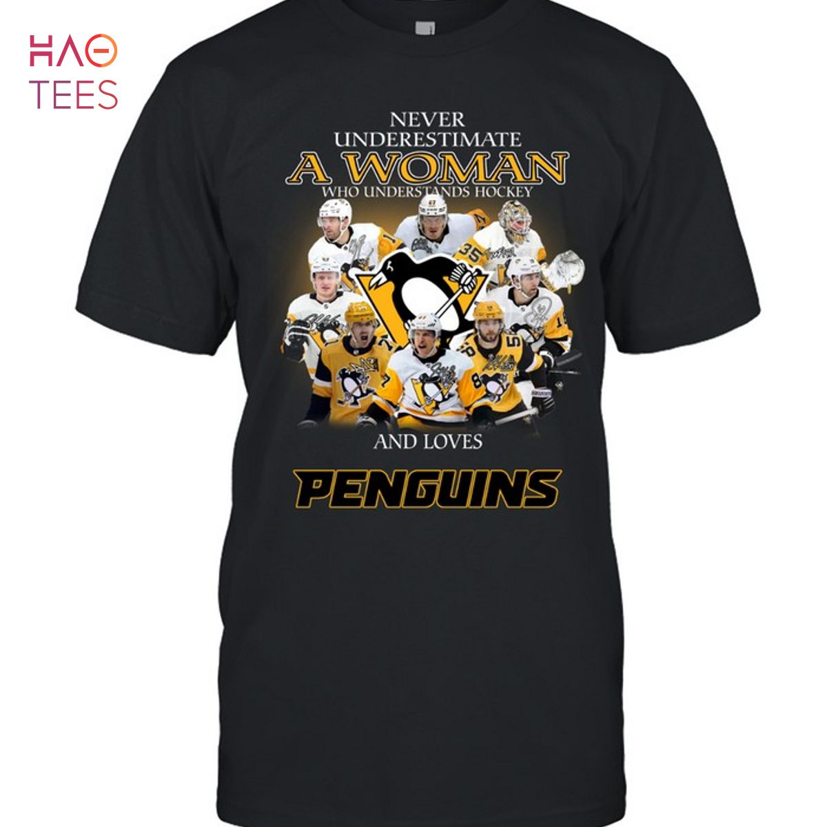 Never Underestimate A Woman Who Understands Hockey And Loves Penguins T-Shirt Never Underestimate A Woman Who Understands Hockey And Loves Penguins T-Shirt