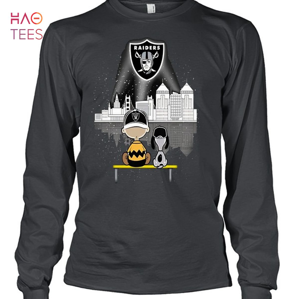 Charlie Brown And Snoopy Dog Watching City Oakland Raiders T-Shirt