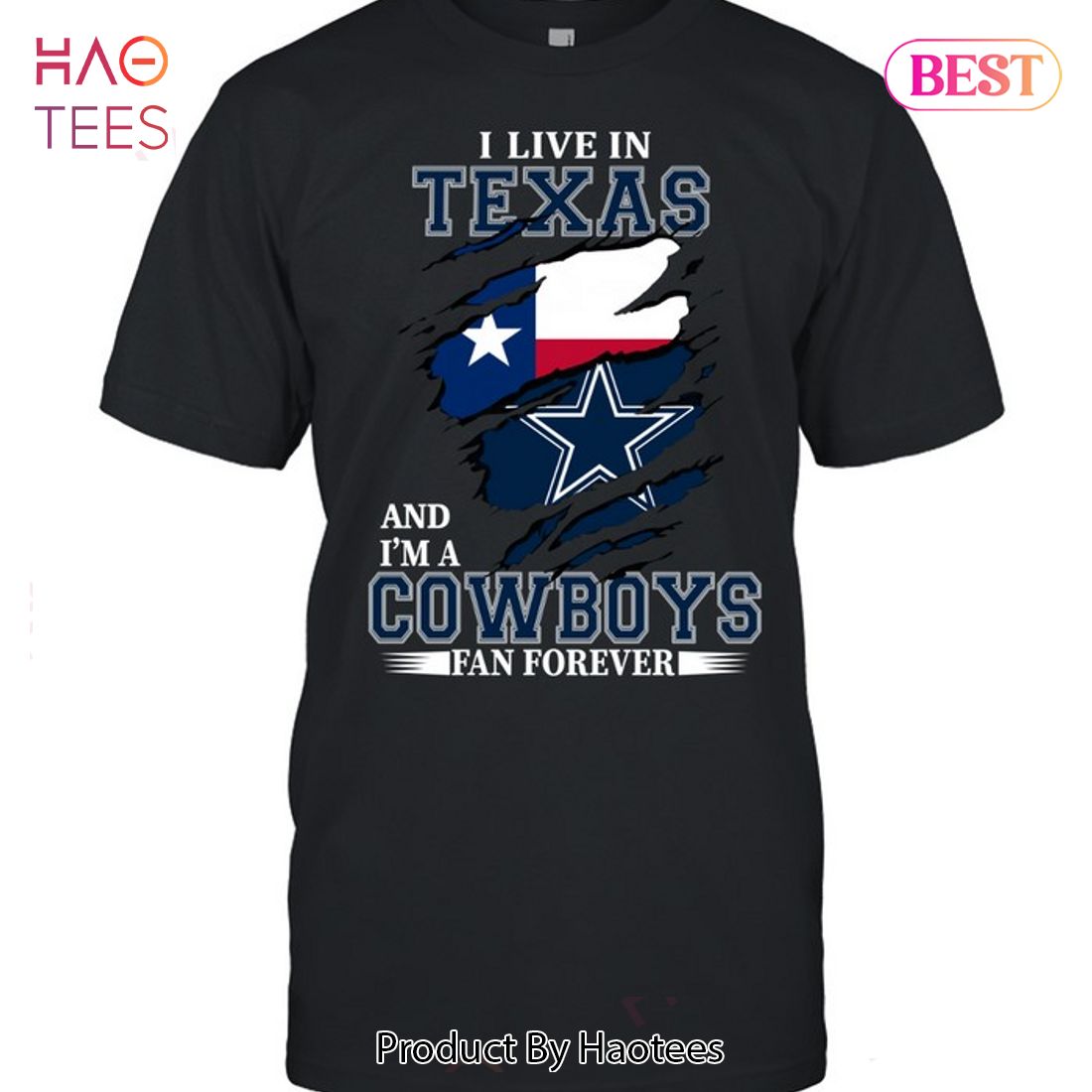NEW I May Live In Texas But Im A Cowboy Fan Forever T-Shirt NEW I May Live In Texas But Im A Cowboy Fan Forever T-Shirt
