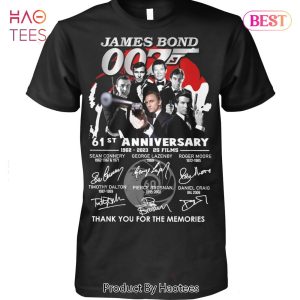 NEW James Bond 61 Anniversary 1962-2023 Thank You For The Memories T-Shirt