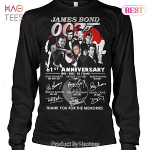 NEW James Bond 61 Anniversary 1962-2023 Thank You For The Memories T-Shirt