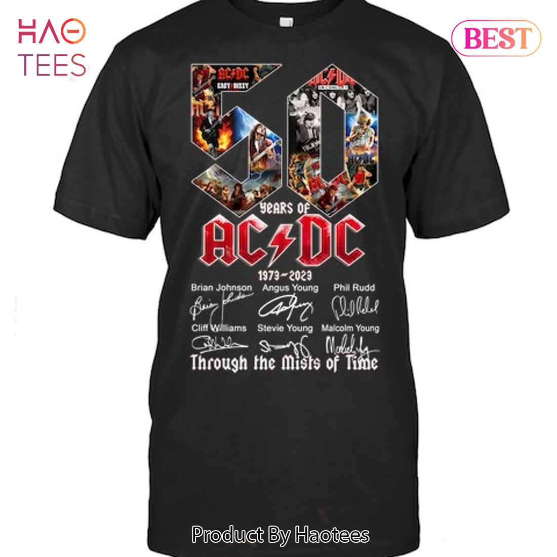 NEW 50 Years Of AC DC 1973-2023 Through The Mists Of Time T-Shirt