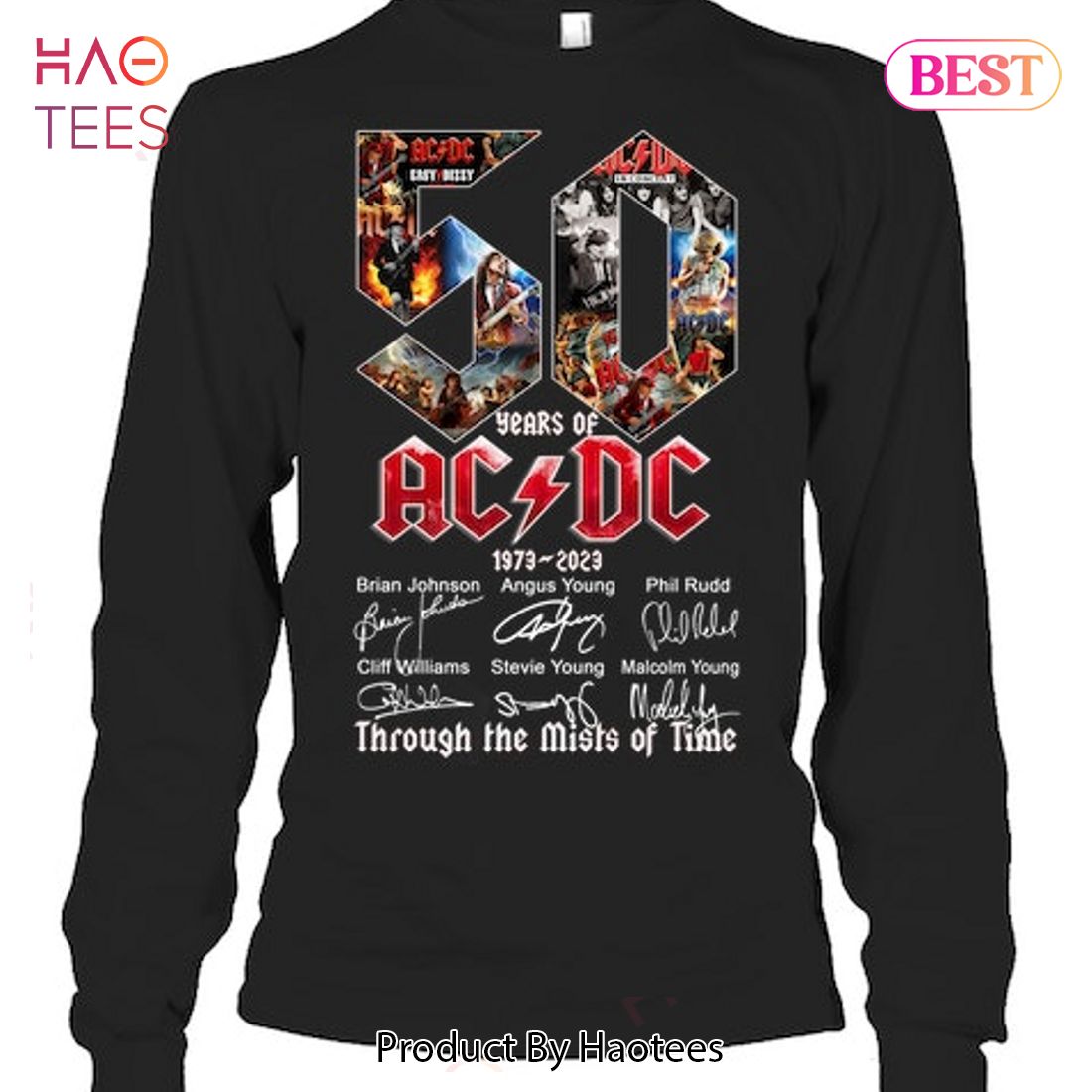 NEW 50 Years Of AC DC 1973-2023 Through The Mists Of Time T-Shirt