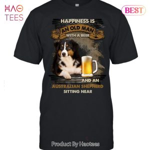NEW Australian Shepherd Sitting Near Man Unisex T-Shirt