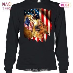 NEW German Shepherd American Flag For Dog Lover Unisex T-Shirt