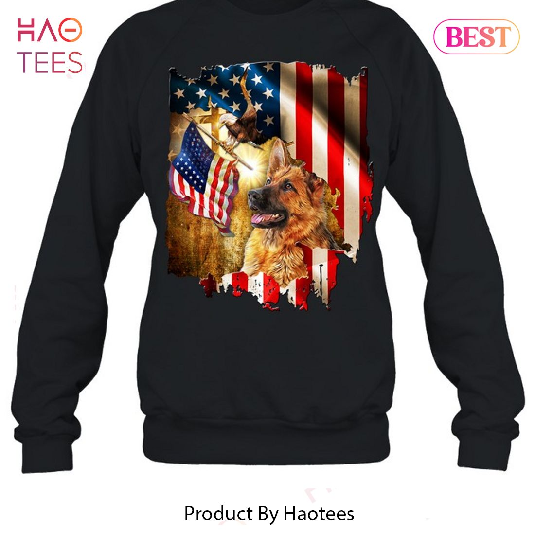 NEW German Shepherd American Flag For Dog Lover Unisex T-Shirt NEW German Shepherd American Flag For Dog Lover Unisex T-Shirt