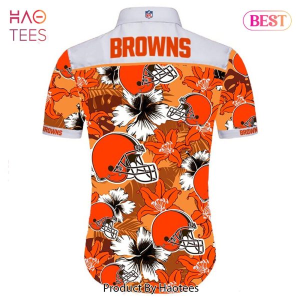 NEW FASHION 2023 Cleveland Browns Hawaiian Shirt Tropical Flower Short Sleeve