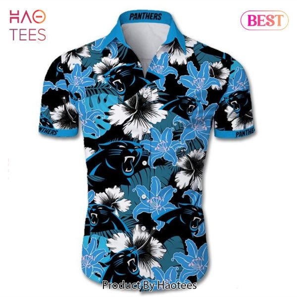 NEW FASHION 2023 Carolina Panthers Hawaiian shirt Tropical Flower Short Sleeve