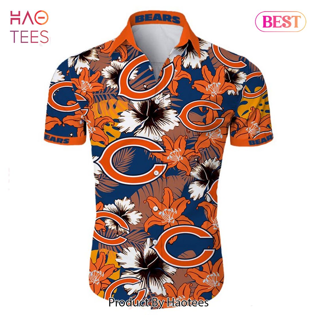 NEW FASHION 2023 Chicago Bears Hawaiian Shirt Tropical Flower Short Sleeve NEW FASHION 2023 Chicago Bears Hawaiian Shirt Tropical Flower Short Sleeve