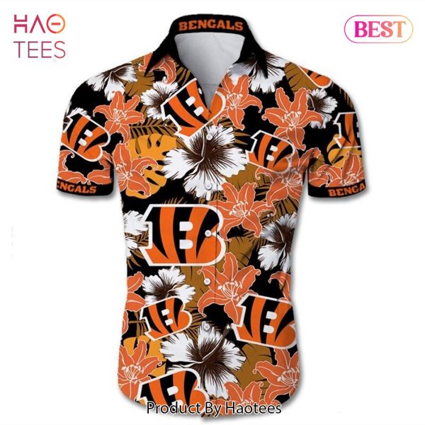 NEW FASHION 2023 Cincinnati Bengals Hawaiian Shirt Tropical Flower Short Sleeve