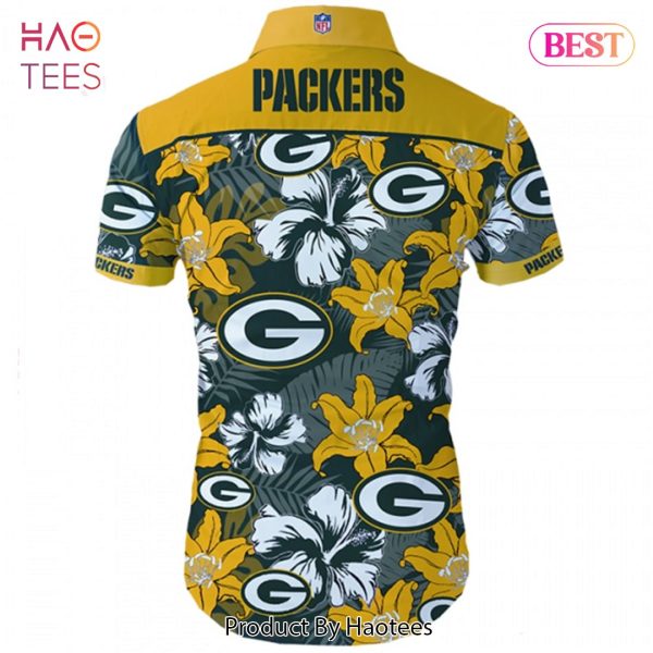 NEW FASHION 2023 Green Bay Packers Hawaiian Shirt Tropical Flower Short Sleeve