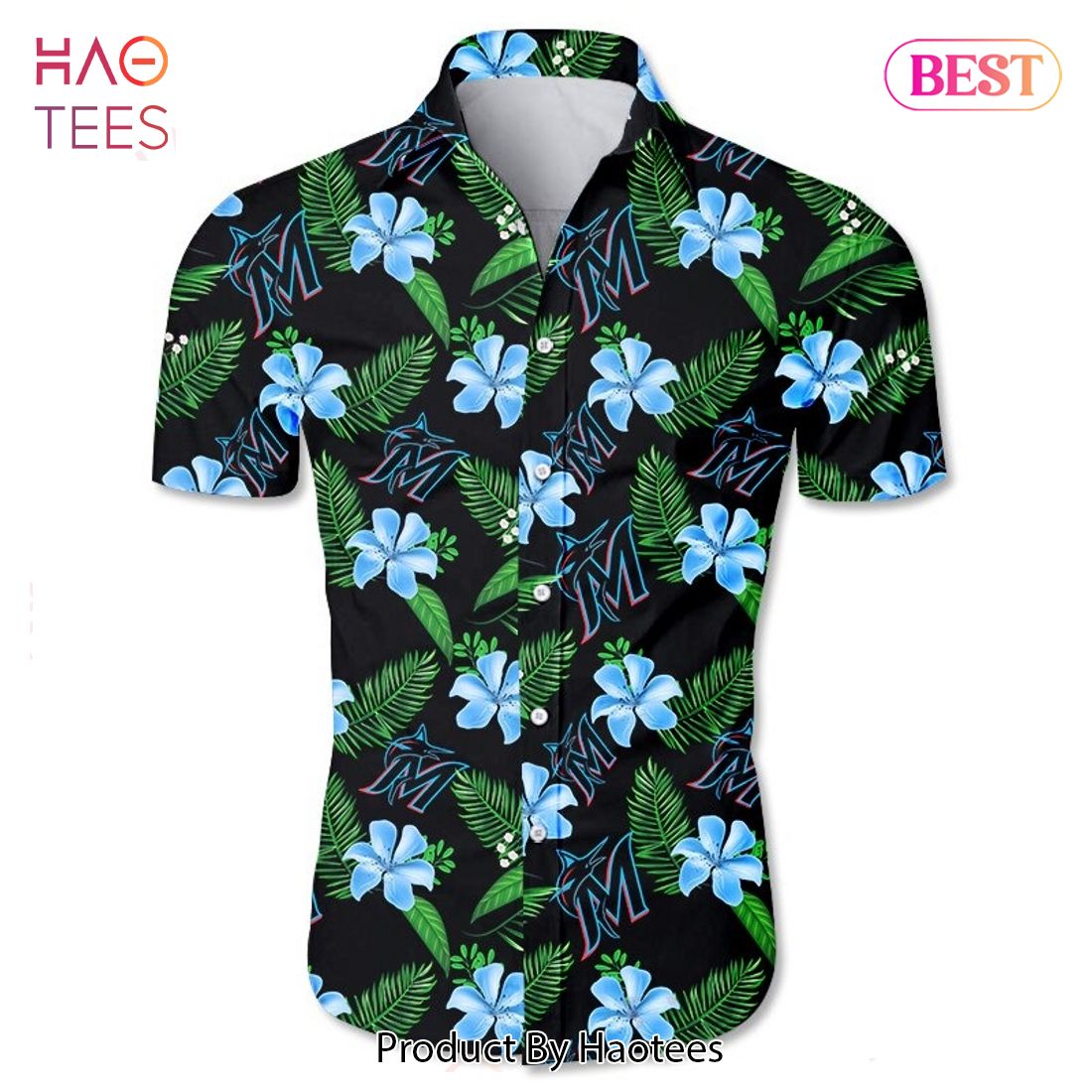 NEW FASHION 2023 Miami Marlins Hawaiian Shirt Tropical flower gift for fans NEW FASHION 2023 Miami Marlins Hawaiian Shirt Tropical flower gift for fans