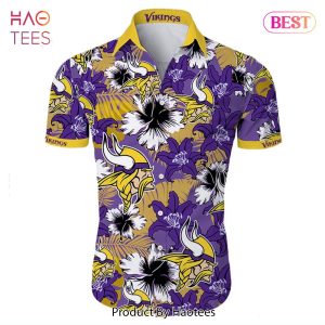 NEW FASHION 2023 Minnesota Vikings Hawaiian Shirt Tropical Flower Short Sleeve