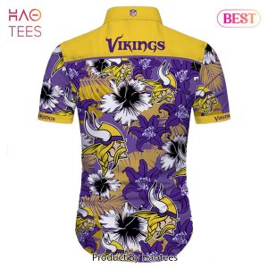 NEW FASHION 2023 Minnesota Vikings Hawaiian Shirt Tropical Flower Short Sleeve