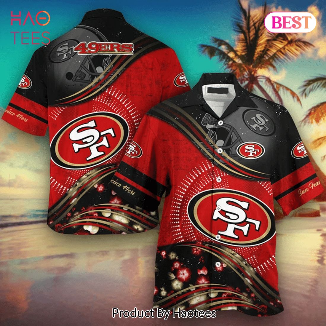 San Francisco 49ers T-Shirts Beach Shorts Outfits Men Summer Short Sleeve  Shorts