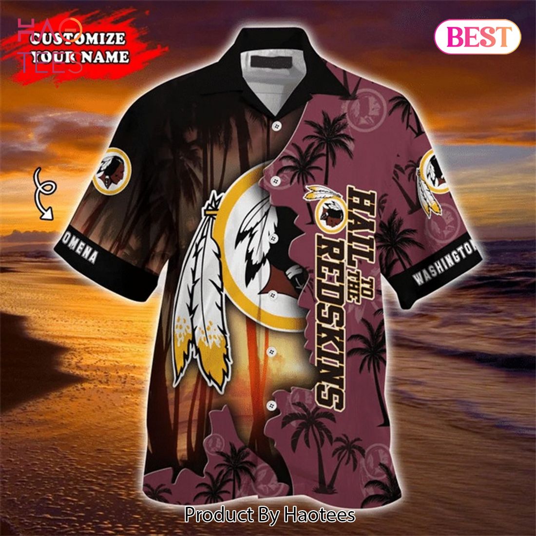 Washington Redskins Hawaiian Shirts tropical island personalized