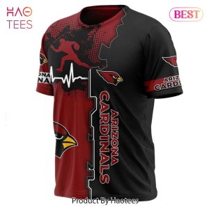 NEW FASHION 2023 Arizona Cardinals T-shirt graphic heart ECG line