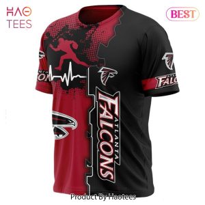 NEW FASHION 2023 Atlanta Falcons T-shirt graphic heart ECG line