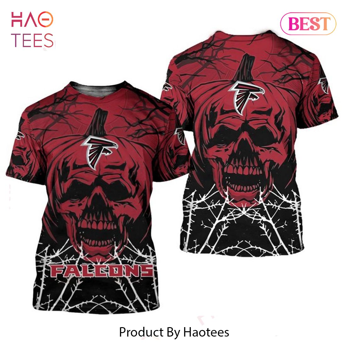 NEW FASHION 2023 Atlanta Falcons T-shirt Halloween pumpkin skull NEW FASHION 2023 Atlanta Falcons T-shirt Halloween pumpkin skull