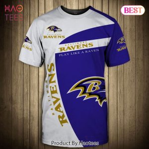 NEW FASHION 2023 Baltimore Ravens T-shirt 3D Play like a Raven slogan Short Sleeve