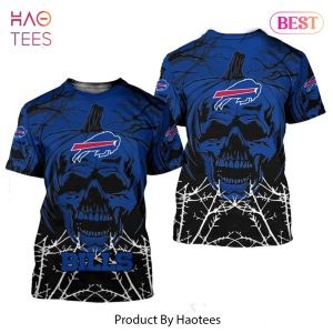 NEW FASHION 2023 Buffalo Bills T-shirt Halloween pumpkin skull