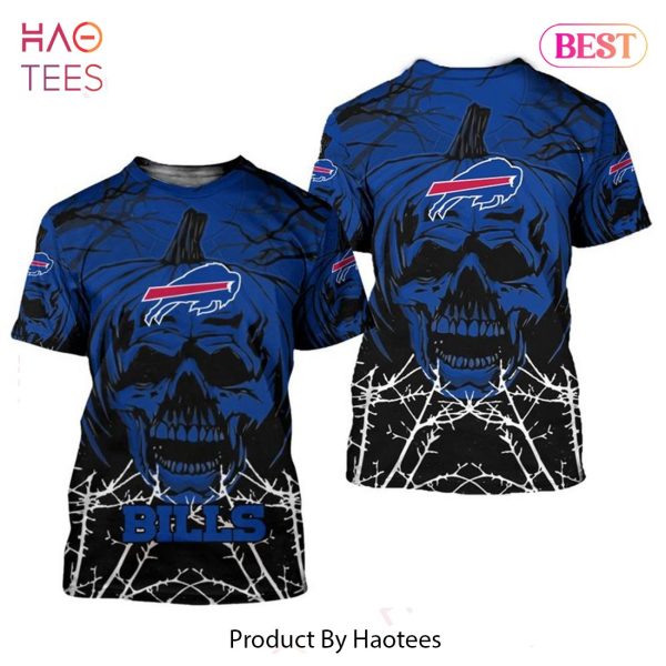 NEW FASHION 2023 Buffalo Bills T-shirt Halloween pumpkin skull