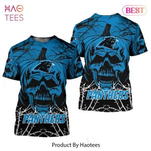 NEW FASHION 2023 Carolina Panthers T-shirt Halloween pumpkin skull