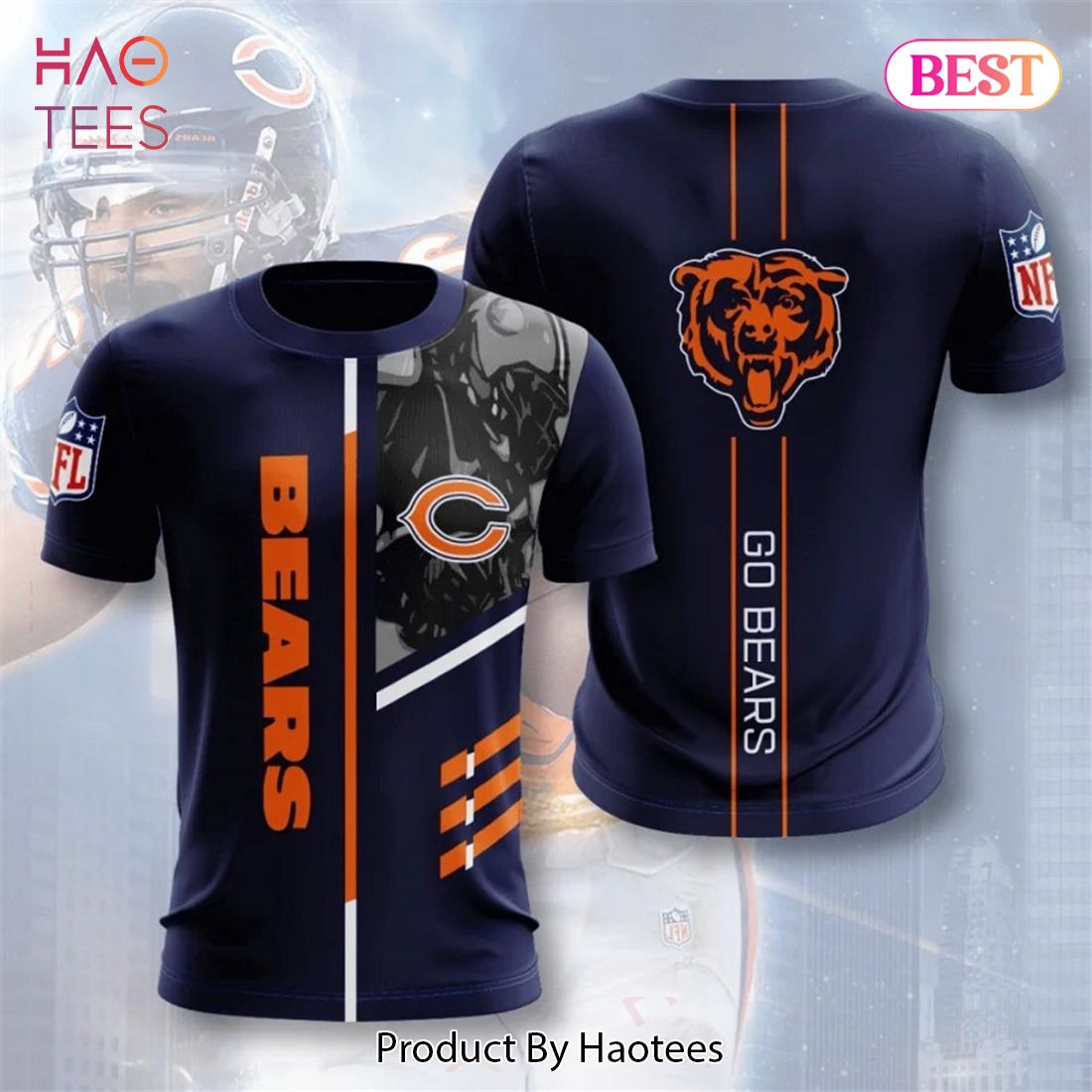 NEW FASHION 2023 Chicago Bears T-shirt 3D Performance Short Sleeve NEW FASHION 2023 Chicago Bears T-shirt 3D Performance Short Sleeve