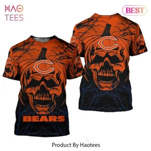NEW FASHION 2023 Chicago Bears T-shirt Halloween pumpkin skull