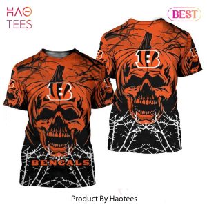 NEW FASHION 2023 Cincinnati Bengals T-shirt Halloween pumpkin skull