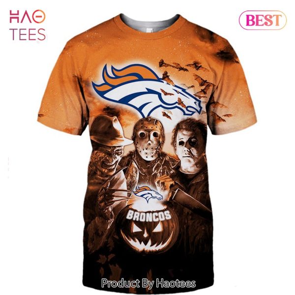 NEW FASHION 2023 Denver Broncos T-shirt Halloween Horror Night gift for fan