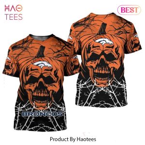 NEW FASHION 2023 Denver Broncos T-shirt Halloween pumpkin skull