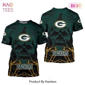 NEW FASHION 2023 Green Bay Packers T-shirt Halloween pumpkin skull