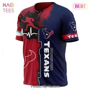 NEW FASHION 2023 Houston Texans T-shirt graphic heart ECG line