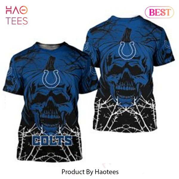 NEW FASHION 2023 Indianapolis Colts T-shirt Halloween pumpkin skull