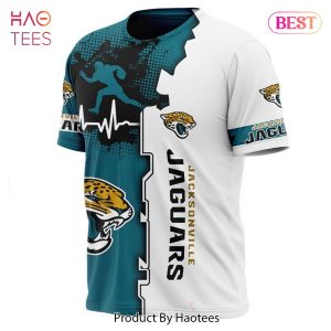 NEW FASHION 2023 Jacksonville Jaguars T-shirt graphic heart ECG line